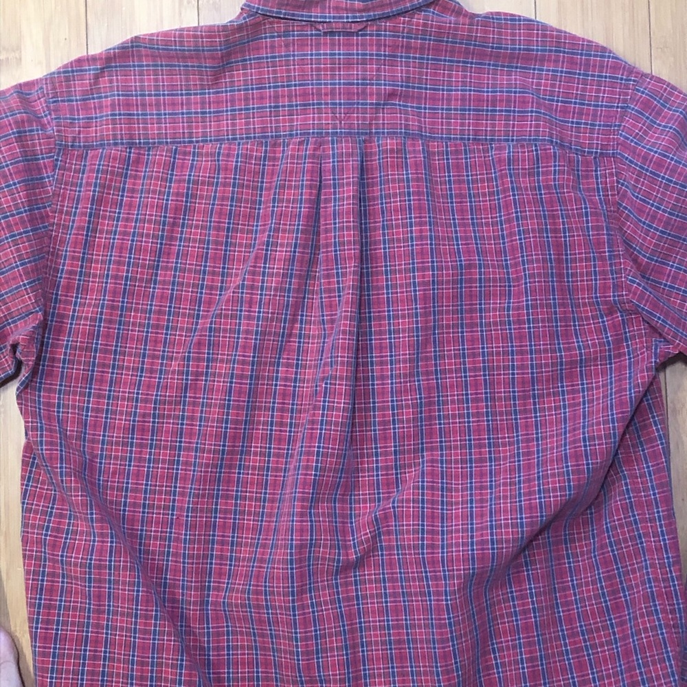 Tommy Hilfiger Button Front Shirt Red Plaid Medium - Picture 6 of 8